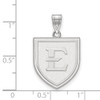 14k White Gold LogoArt East Tennessee State University Letter E Shield Large Pendant