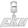 Sterling Silver Rhodium-plated LogoArt Eastern Kentucky University E-K-U Extra Small Dangle Bead Charm