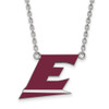 Sterling Silver Rhodium-plated LogoArt Eastern Kentucky University Letter E Large Enameled Pendant 18 inch Necklace