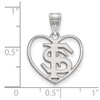 Sterling Silver Rhodium-plated LogoArt Florida State University F-S Heart Pendant