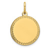 20mm x 13mm 14k Yellow Gold Plain .013 Gauge Engravable Round Disc Charm