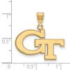 Sterling Silver Gold-plated LogoArt Georgia Institute of Technology G-T Medium Pendant