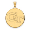 Sterling Silver Gold-plated LogoArt Georgia Institute of Technology G-T Extra Large Disc Pendant