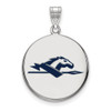 Sterling Silver Rhodium-plated LogoArt Longwood University Horse Large Enameled Disc Pendant