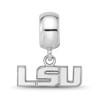 Sterling Silver Rhodium-plated LogoArt Louisiana State University L-S-U Extra Small Dangle Bead Charm