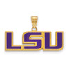 Sterling Silver Gold-plated LogoArt Louisiana State University L-S-U Medium Enameled Pendant