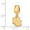 Sterling Silver Gold-plated LogoArt Marquette University M-U Extra Small Dangle Bead Charm