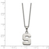 Stainless Steel LogoArt Michigan State University Letter S Pendant 18 inch Necklace with 2 inch Extender