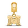 Sterling Silver Gold-plated LogoArt Montana State University Letter M Extra Small Dangle Bead Charm