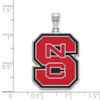 Sterling Silver Rhodium-plated LogoArt North Carolina State University N-C-S Extra Large Enameled Pendant