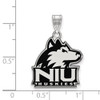 Sterling Silver Rhodium-plated LogoArt Northern Illinois University N-I-U Huskies Large Enameled Pendant