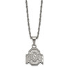 Stainless Steel LogoArt The Ohio State University Pendant 18 inch Necklace with 2 inch Extender