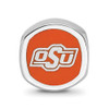 Sterling Silver Rhodium-plated LogoArt Oklahoma State University Enameled Double Logo Bead