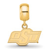 Sterling Silver Gold-plated LogoArt Oklahoma State University O-S-U Extra Small Dangle Bead Charm