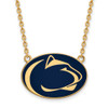 Sterling Silver Gold-plated LogoArt Penn State University Lion Large Enameled Pendant 18 inch Necklace