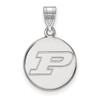 14k White Gold LogoArt Purdue University Letter P Medium Disc Pendant