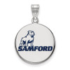 Sterling Silver Rhodium-plated LogoArt Samford University Large Enameled Disc Pendant