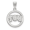 Sterling Silver Rhodium-plated LogoArt Texas Christian University T-C-U Med Circle Pendant