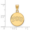 Sterling Silver Gold-plated LogoArt Texas Christian University T-C-U Medium Disc Pendant