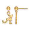 Sterling Silver Gold-plated LogoArt University of Alabama Letter A Dangle Ball Post Earrings