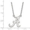 14k White Gold LogoArt University of Alabama Letter A Large Pendant 18 inch Necklace