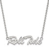 Sterling Silver Rhodium-plated LogoArt University of Alabama Roll Tide Script Large Pendant 18 inch Necklace