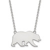 Sterling Silver Rhodium-plated LogoArt University of California Berkeley Bear Large Pendant 18 inch Necklace