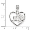 Sterling Silver Rhodium-plated LogoArt University of Colorado Buffalo Heart Pendant