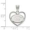 Sterling Silver Rhodium-plated LogoArt University of Georgia Letter G Heart Pendant