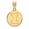 14k Gold LogoArt University of Illinois Letter I Medium Disc Pendant