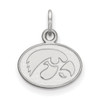 14k White Gold LogoArt University of Iowa Hawk Extra Small Oval Pendant