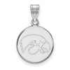 Sterling Silver Rhodium-plated LogoArt University of Iowa Hawk Medium Round Disc Pendant