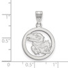 Sterling Silver Rhodium-plated LogoArt University of Kansas Jayhawk Small Circle Pendant