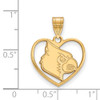 Sterling Silver Gold-plated LogoArt University of Louisville Cardinal Heart Pendant