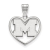 Sterling Silver Rhodium-plated LogoArt University of Michigan Letter M Heart Pendant