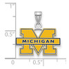 Sterling Silver Rhodium-plated LogoArt University of Michigan Letter M Small Blue Enameled Pendant