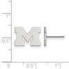 Sterling Silver Rhodium-plated LogoArt University of Michigan Letter M Extra Small Post Earrings