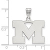 Sterling Silver Rhodium-plated LogoArt University of Michigan Letter M Medium Pendant