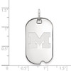 Sterling Silver Rhodium-plated LogoArt University of Michigan Letter M Small Dog Tag Pendant