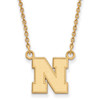 14k Gold LogoArt University of Nebraska Letter N Small Pendant 18 inch Necklace