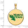 Sterling Silver Gold-plated LogoArt University of North Texas Extra Large Enameled Disc Pendant