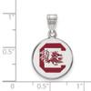 Sterling Silver Rhodium-plated LogoArt University of South Carolina Medium Enameled Disc Pendant