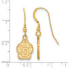 Sterling Silver Gold-plated LogoArt University of South Dakota Small Dangle Wire Earrings