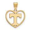 Sterling Silver Gold-plated LogoArt University of Tennessee Letter T Heart Pendant