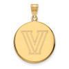 10k Gold LogoArt Villanova University Letter V Large Disc Pendant