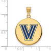 Sterling Silver Gold-plated LogoArt Villanova University Letter V Large Enameled Disc Pendant