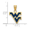 Sterling Silver Gold-plated LogoArt West Virginia University W-V Small Enameled Pendant