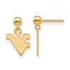 Sterling Silver Gold-plated LogoArt West Virginia University W-V Dangle Ball Post Earrings