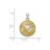 Sterling Silver Rhodium-plated LogoArt West Virginia University W-V Enameled Basketball Pendant