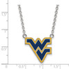 Sterling Silver Rhodium-plated LogoArt West Virginia University W-V Large Enameled Pendant 18 inch Necklace